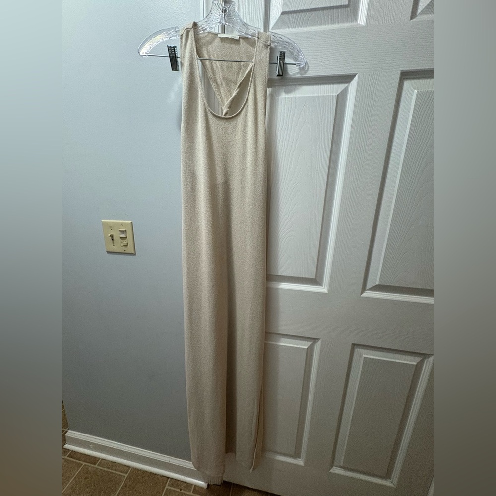 Zara Cream Knit Sleeveless Maxi Beach Cover Up Dress Twist Back Size Large